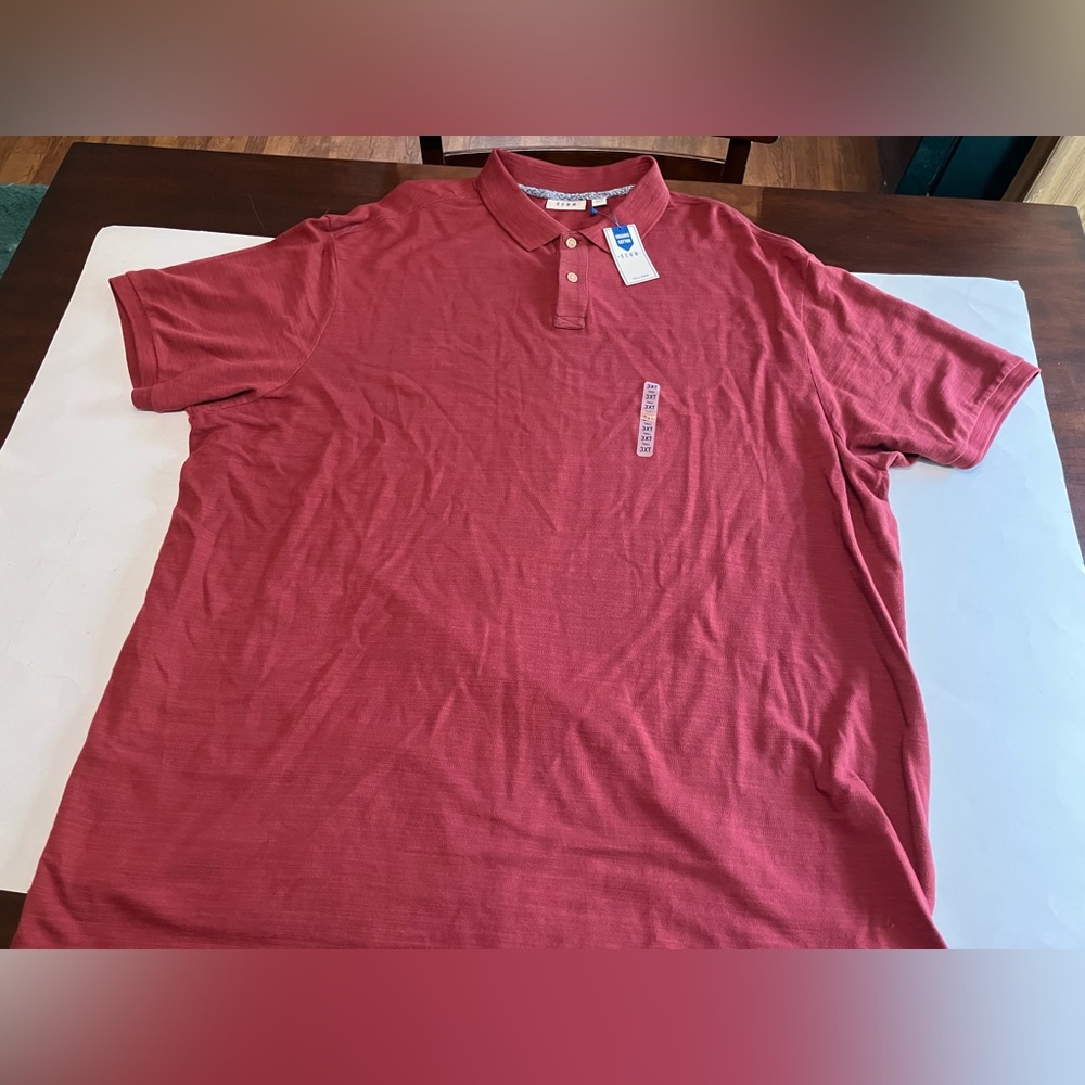 Dillard's Rowm Men's Short-Sleeve Polo Shirt 3XT Solid Organic Cotton Maroon